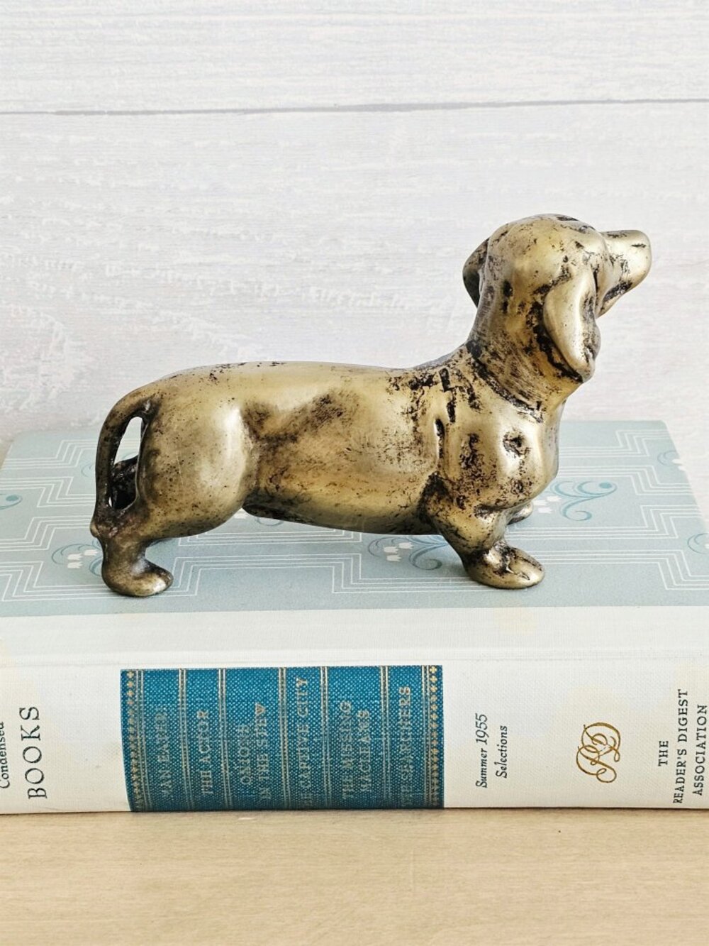 Vintage Heavy Solid Brass Dachshund Wiener Dog Doxie Figurine - Picture 7 of 9